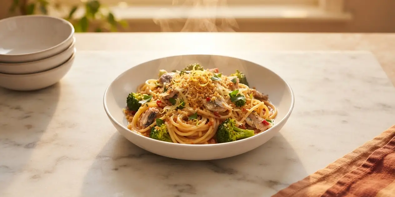 Garlic Lemon Fish Pasta