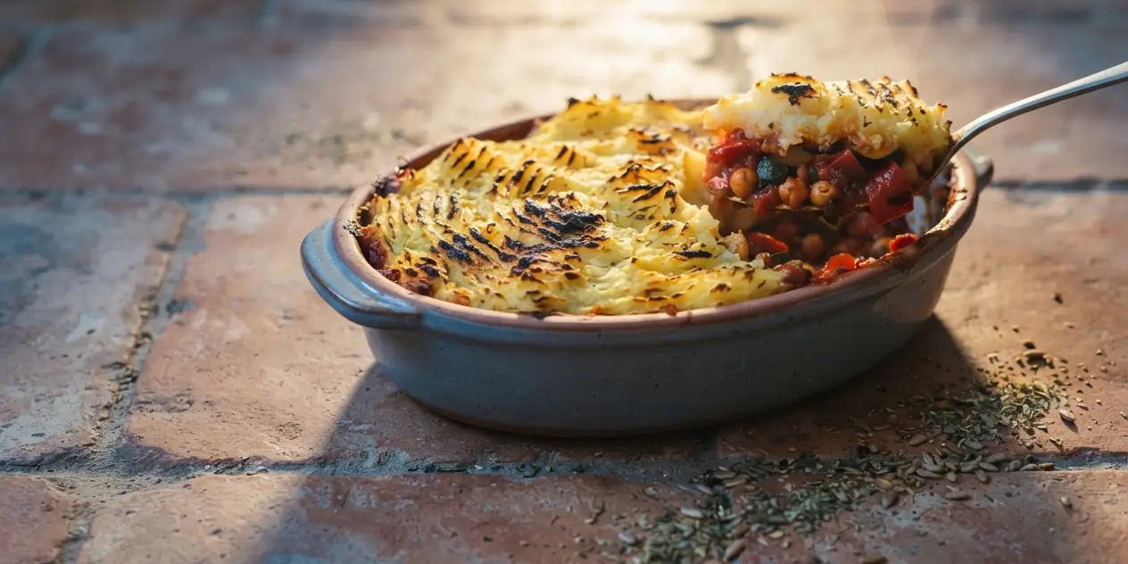 Chickpea & Capsicum Potato Top Pie