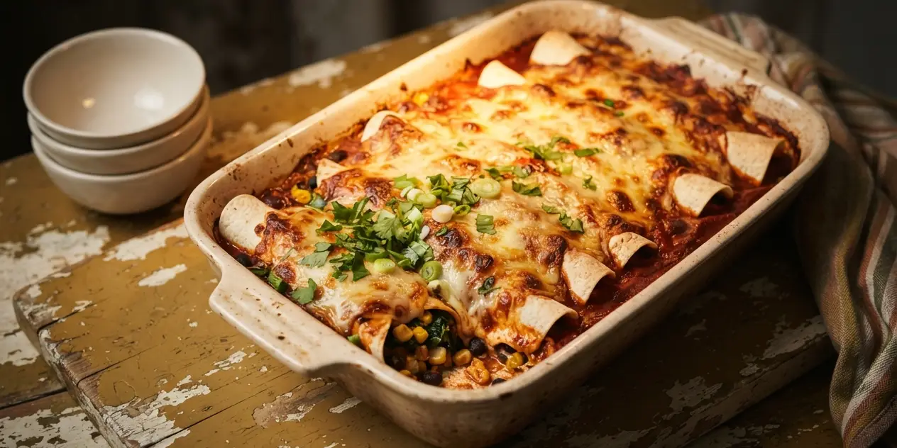 Cheesy vegetarian enchiladas