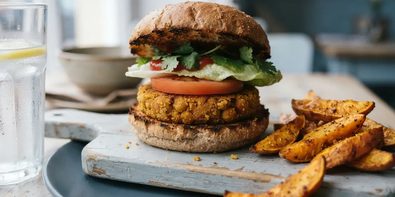 Smoky Chickpea & Corn Patty Burgers